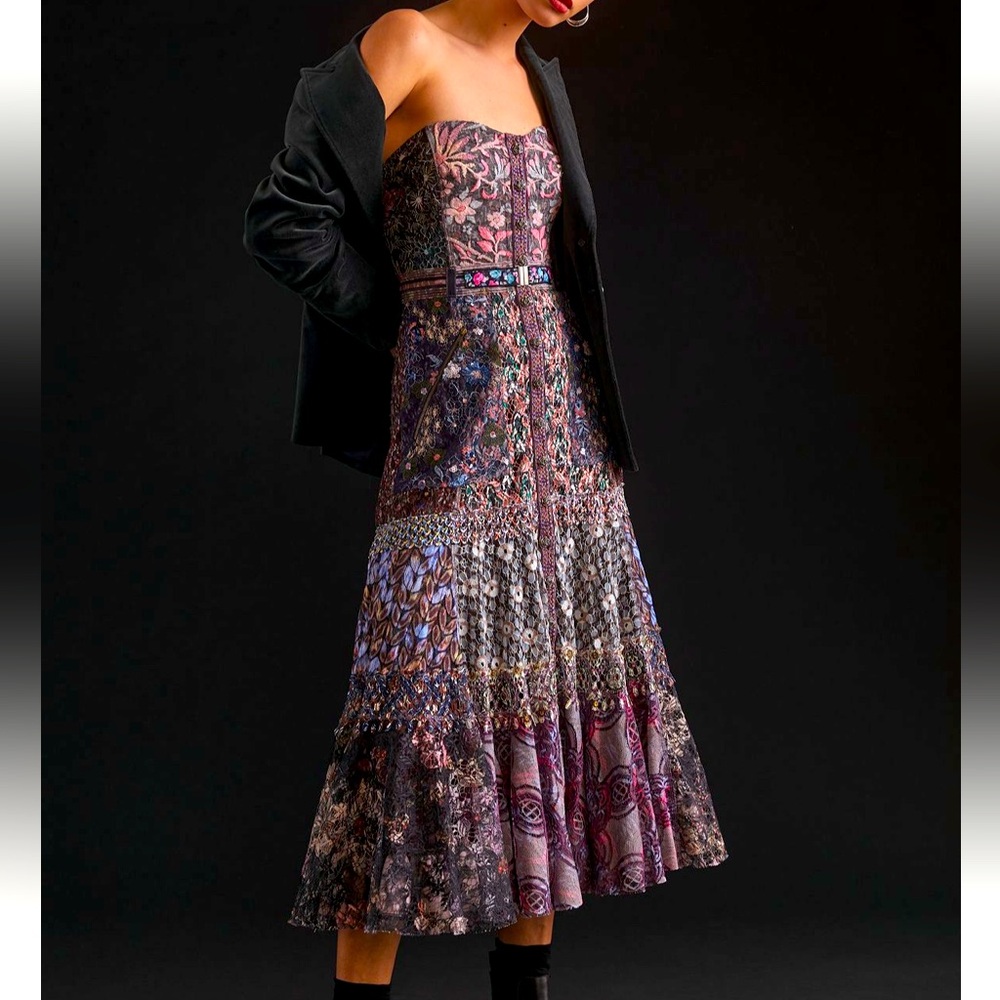 NWT Byron Lars In Earnest - Velira - Multicolor Strapless Dress - Anthropologie